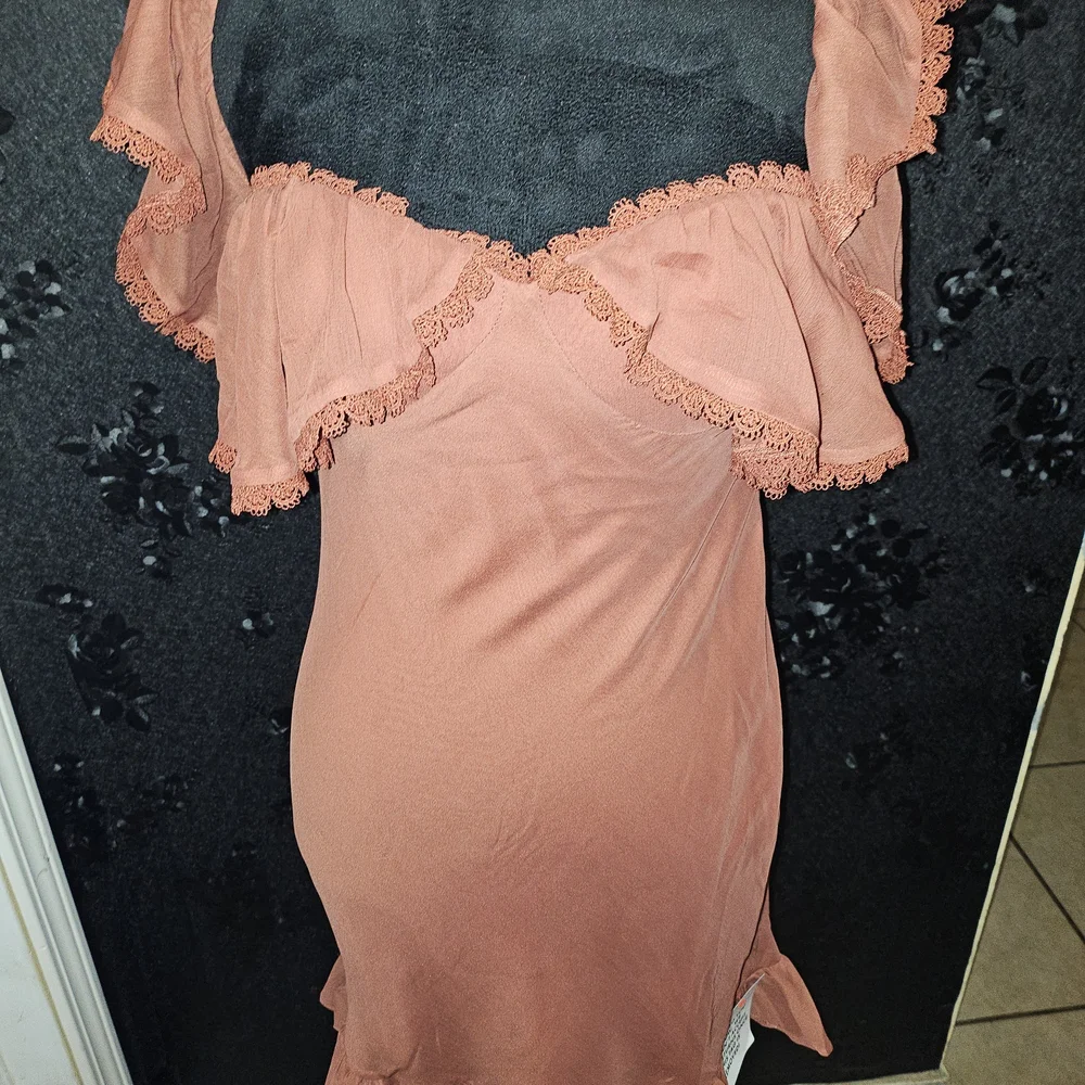 ASOS Ruffled Mini Dress in Terracotta - Picture 2 of 5
